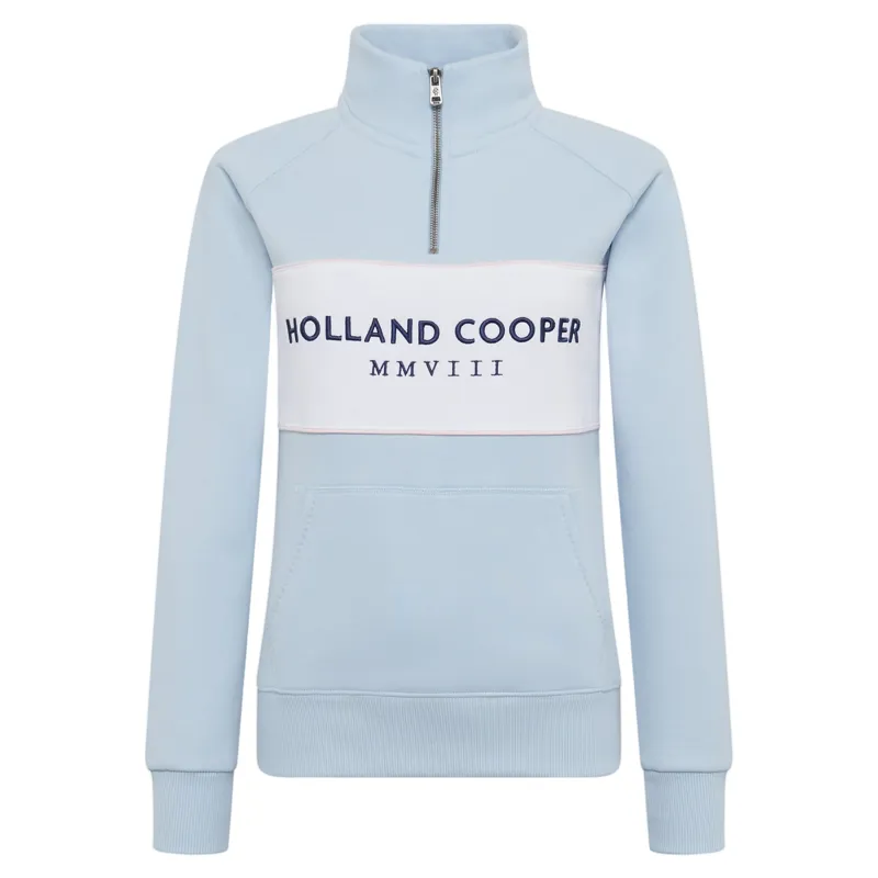 Holland Cooper Sporting Heritage Zip Henley in Pale Blue