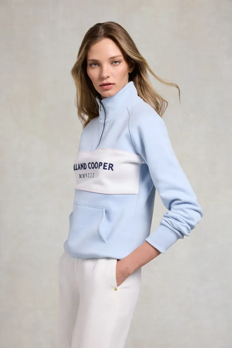 Holland Cooper Sporting Heritage Zip Henley in Pale Blue-2