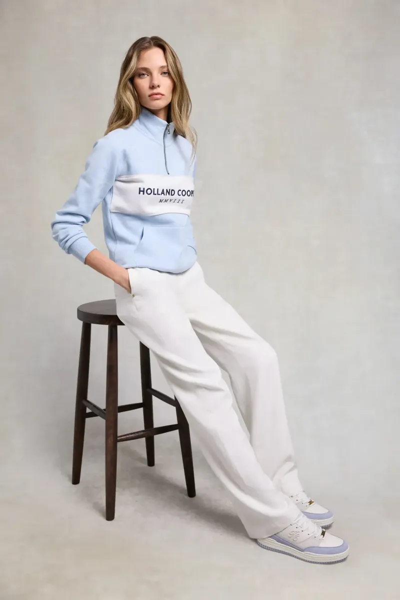 Holland Cooper Sporting Heritage Zip Henley in Pale Blue-3