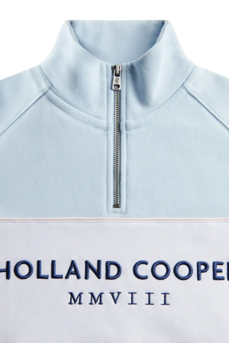 Holland Cooper Sporting Heritage Zip Henley in Pale Blue-4