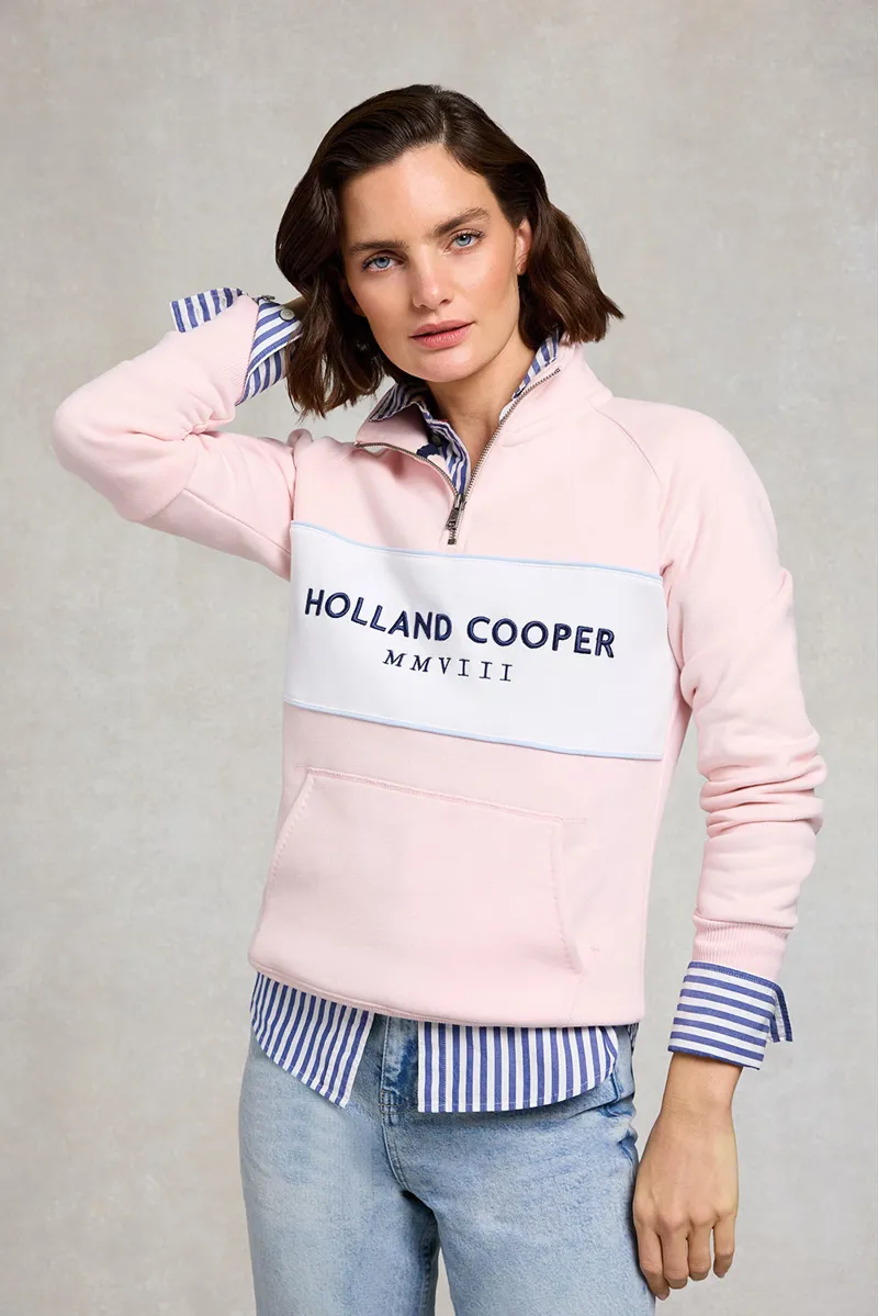 Holland Cooper Sporting Heritage Zip Henley in Pink-1