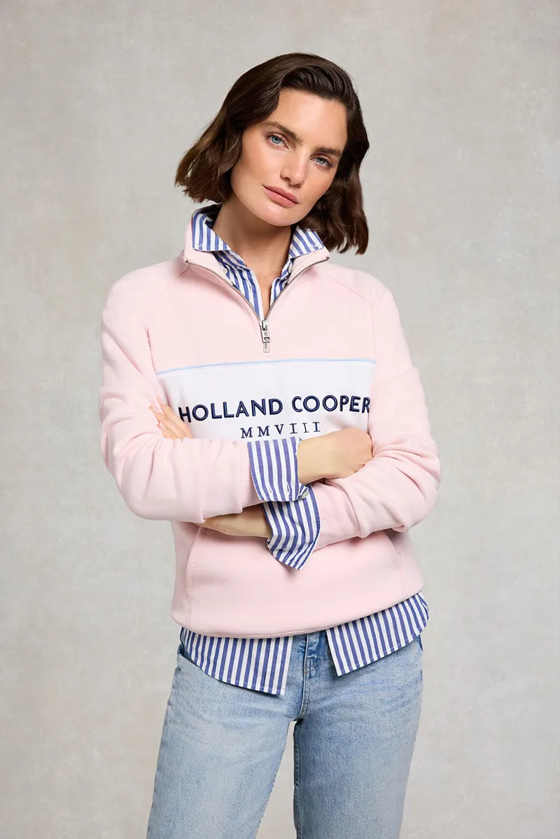 Holland Cooper Sporting Heritage Zip Henley in Pink-2