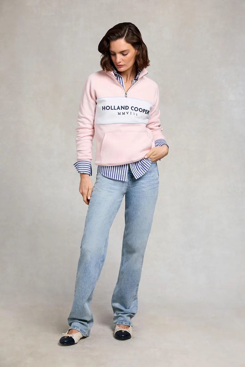 Holland Cooper Sporting Heritage Zip Henley in Pink-3