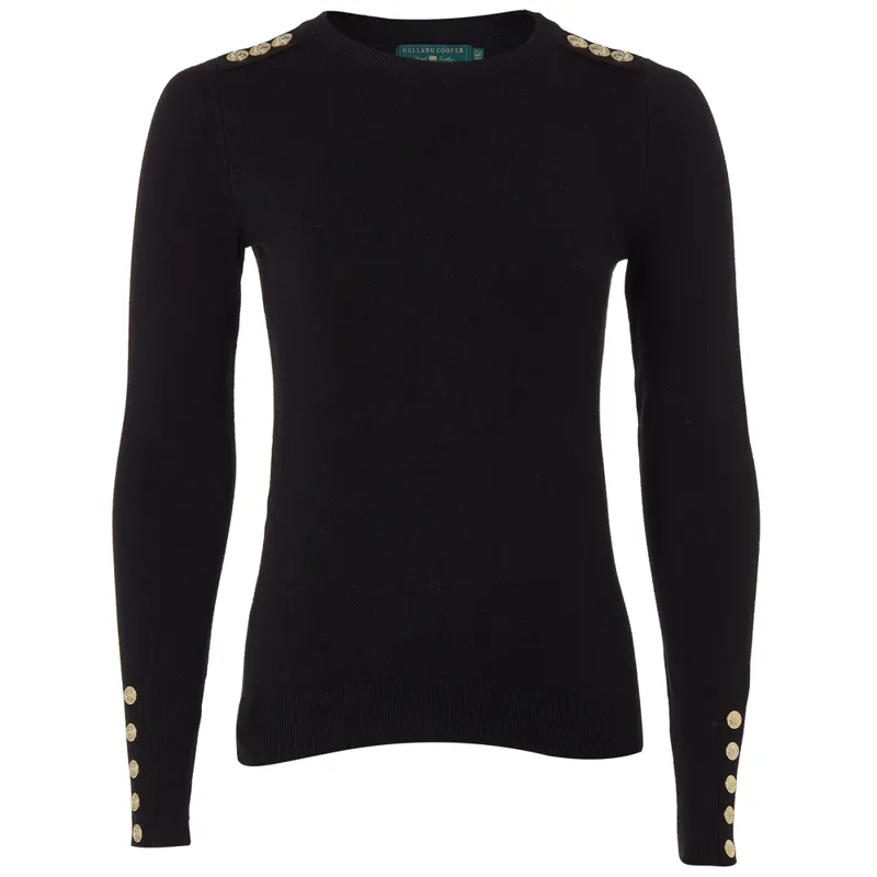 Holland Cooper Buttoned Knit Crew Neck Black