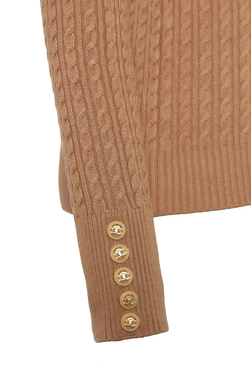 Holland Cooper Zoe Knit Dark Camel Marl-1