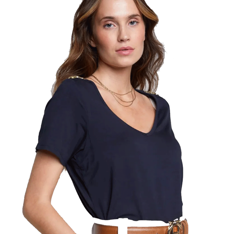 Holland Cooper Relax Fit V-Neck Tee Navy-1