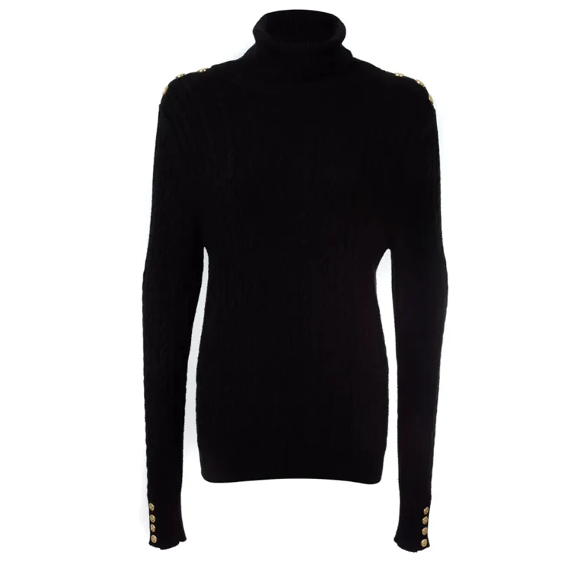 Holland Cooper Seattle Roll Neck Cable Knit Black