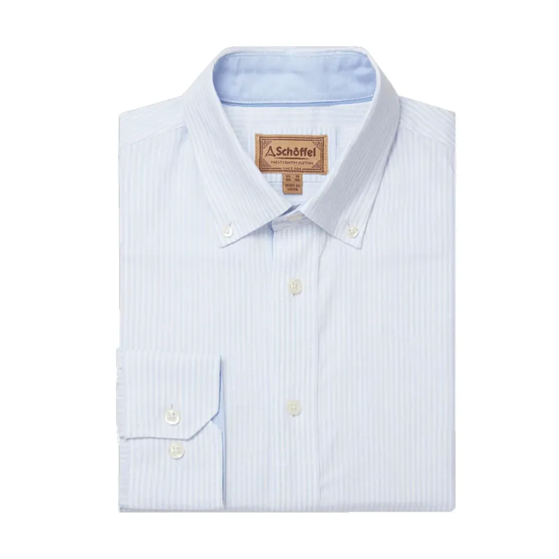 Schoffel Holt Soft Oxford Tailored Shirt Pale Blue Stripe