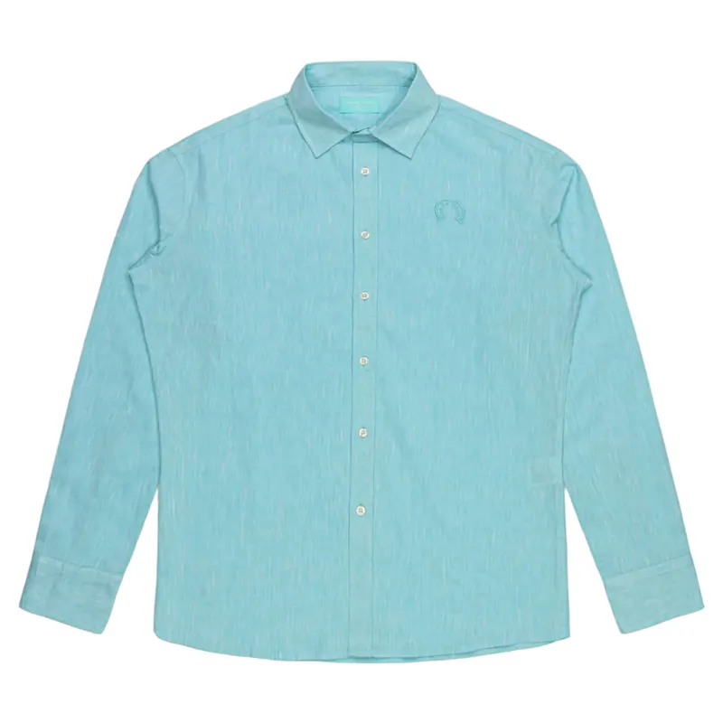 Hook Polo Men's Bermuda Blue Linen Shirt