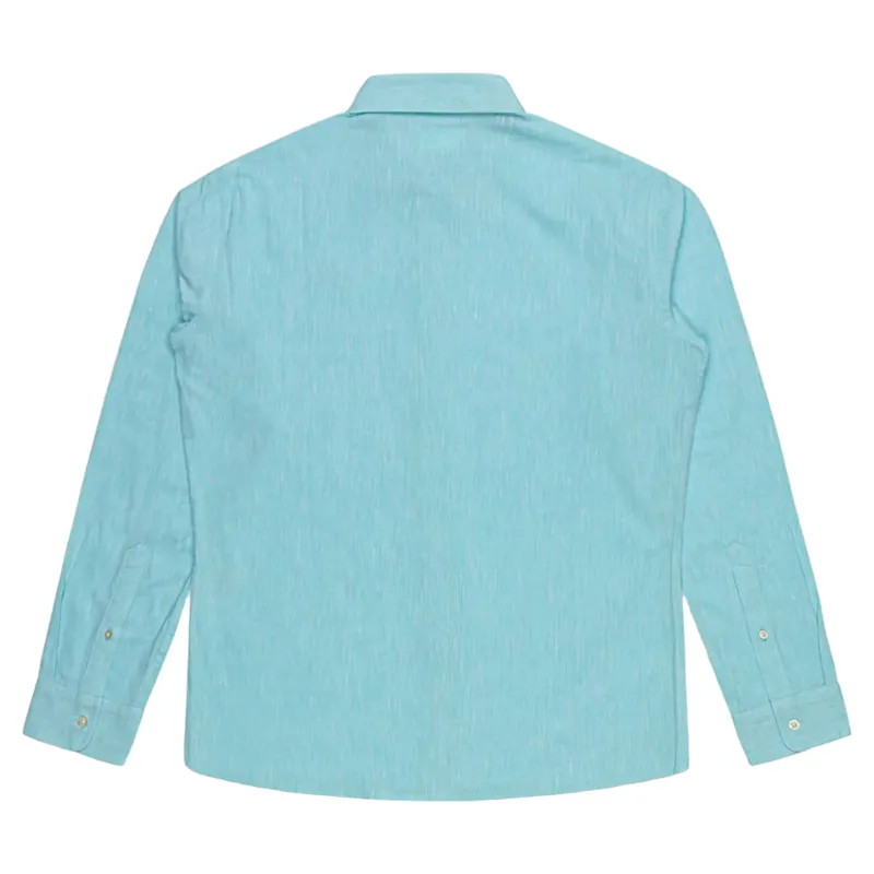 Hook Polo Men's Bermuda Blue Linen Shirt-2