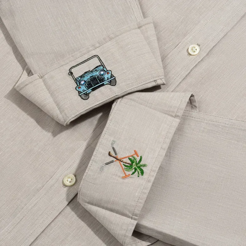 Hook Polo Men's Linen Shirt Khaki-1