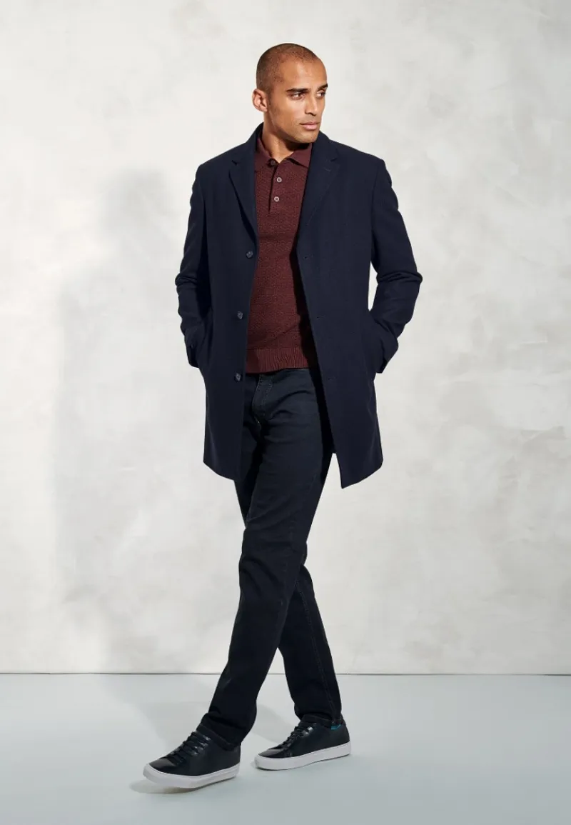 Brook Taverner Hutchinson Wool Blend Overcoat in Navy-1