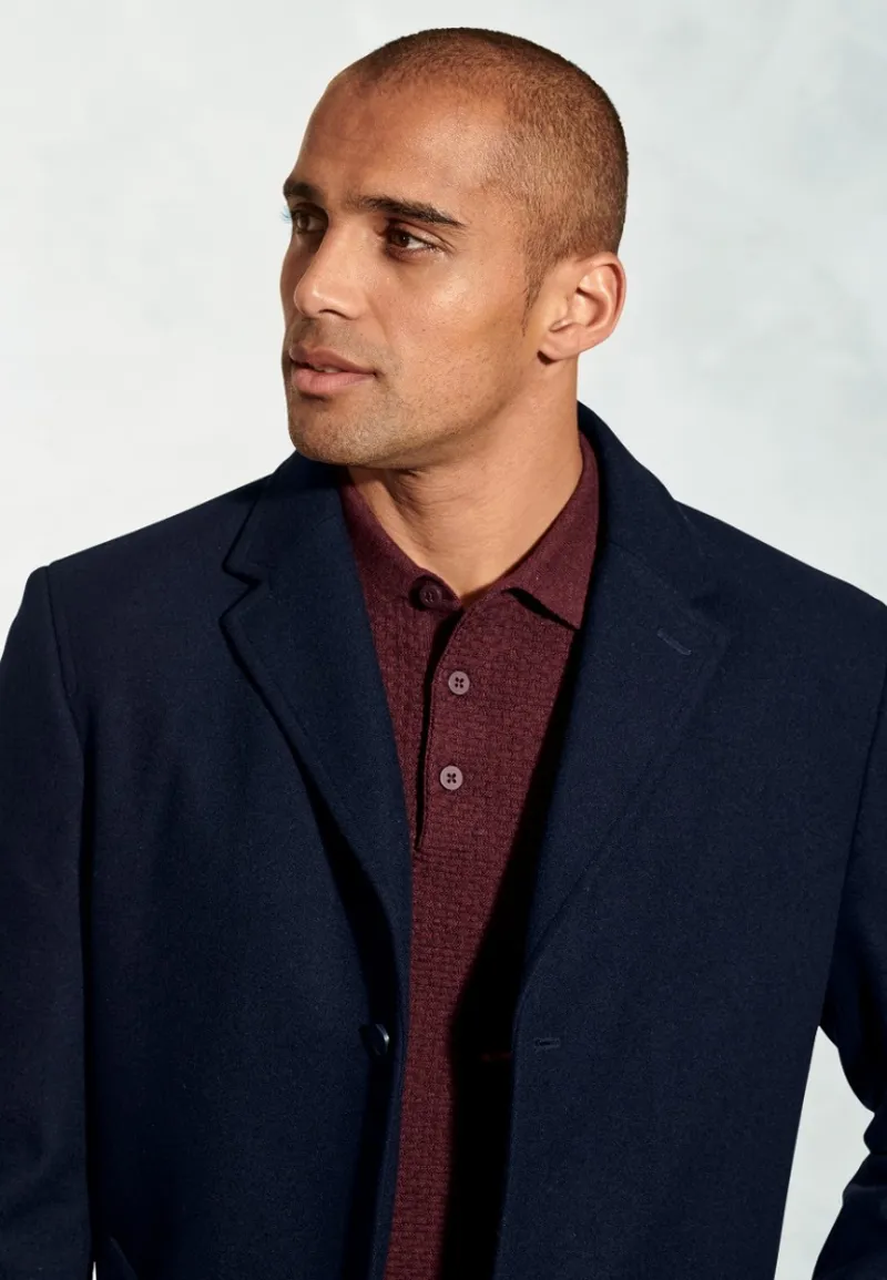 Brook Taverner Hutchinson Wool Blend Overcoat in Navy-4