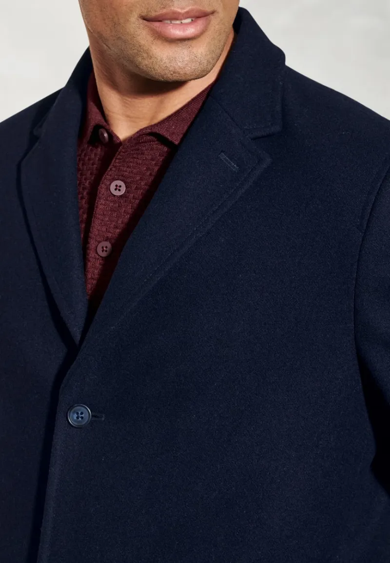 Brook Taverner Hutchinson Wool Blend Overcoat in Navy-3