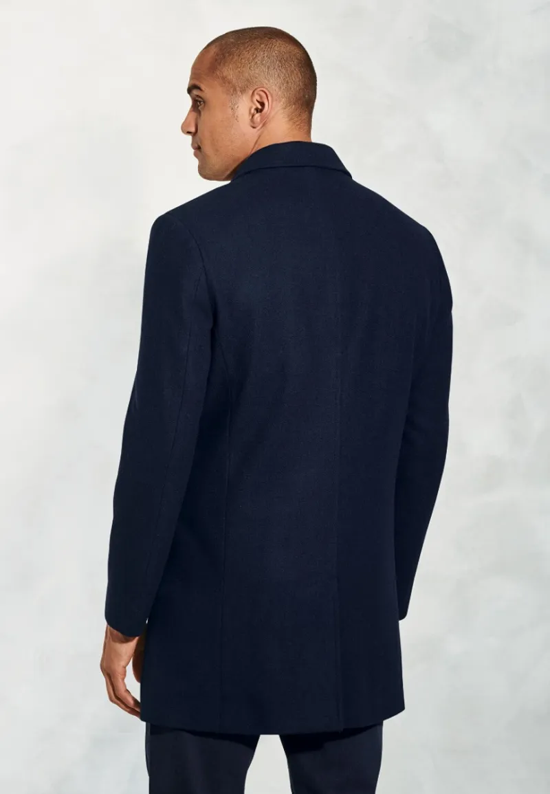 Brook Taverner Hutchinson Wool Blend Overcoat in Navy-5