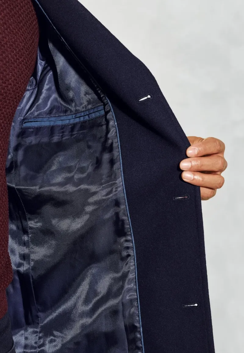 Brook Taverner Hutchinson Wool Blend Overcoat in Navy-9