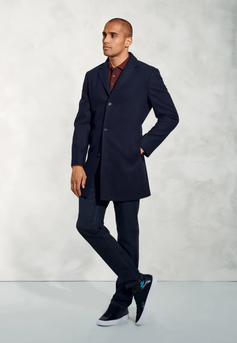 Brook Taverner Hutchinson Wool Blend Overcoat in Navy-2
