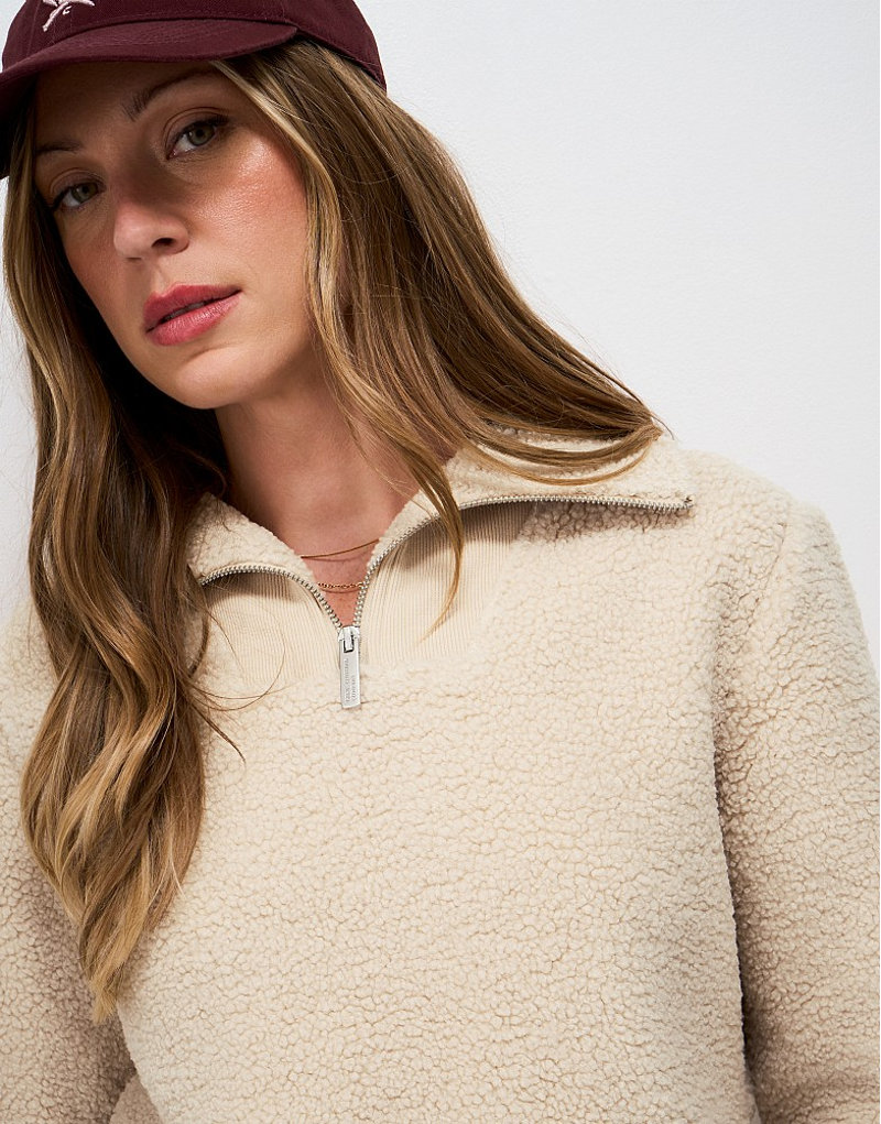 Crew Clothing Borg Ribbed Mix Fleece in Camel-2