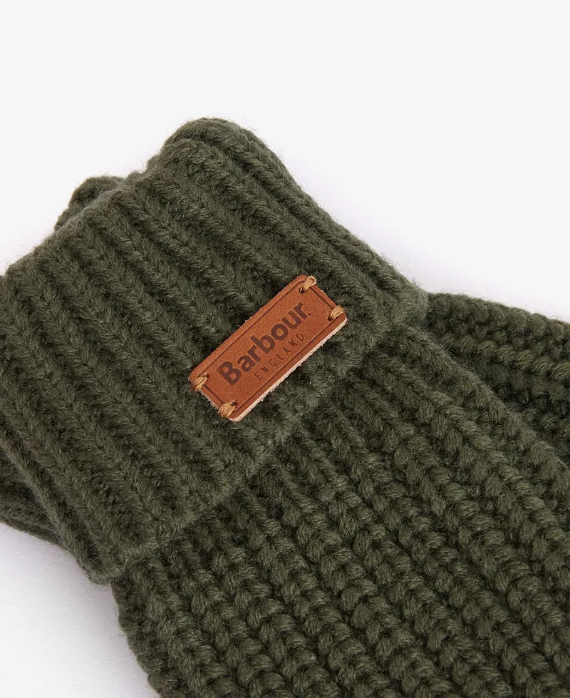 Barbour Saltburn Knitted Gloves in Olive-1