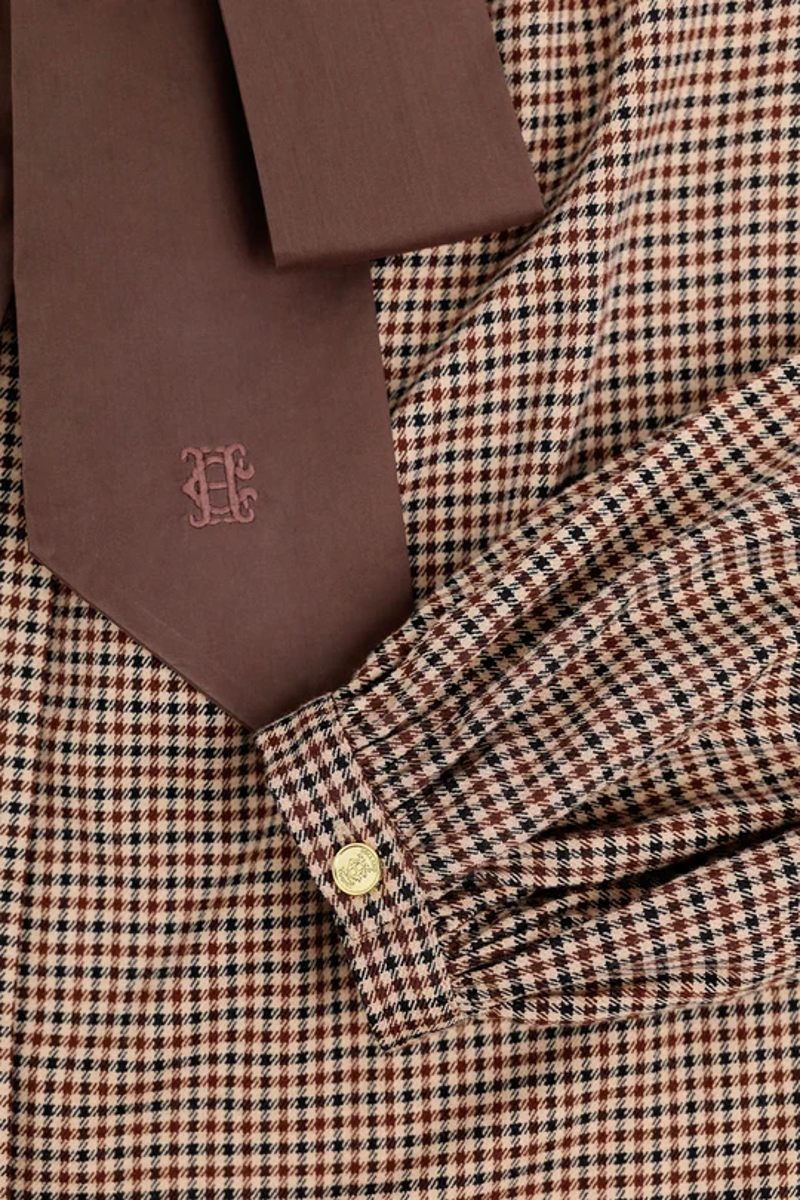 Holland Cooper Burford Blouse in Coffee Gingham-6