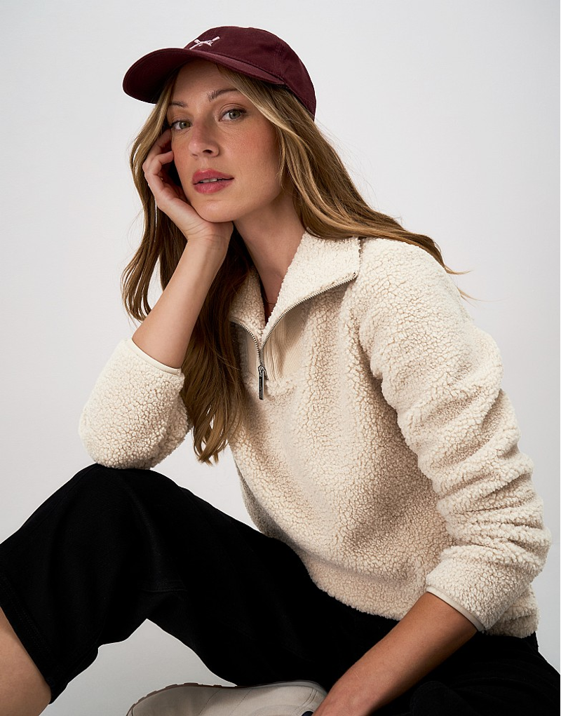 Crew Clothing Borg Ribbed Mix Fleece in Camel-3