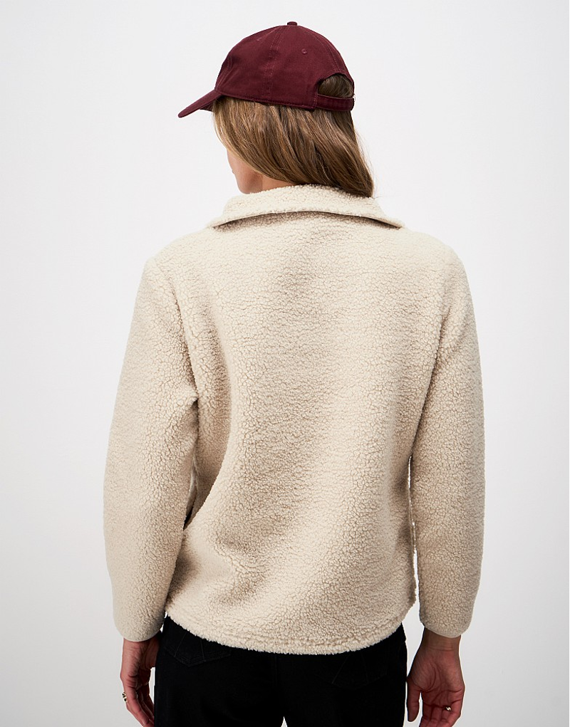 Crew Clothing Borg Ribbed Mix Fleece in Camel-4