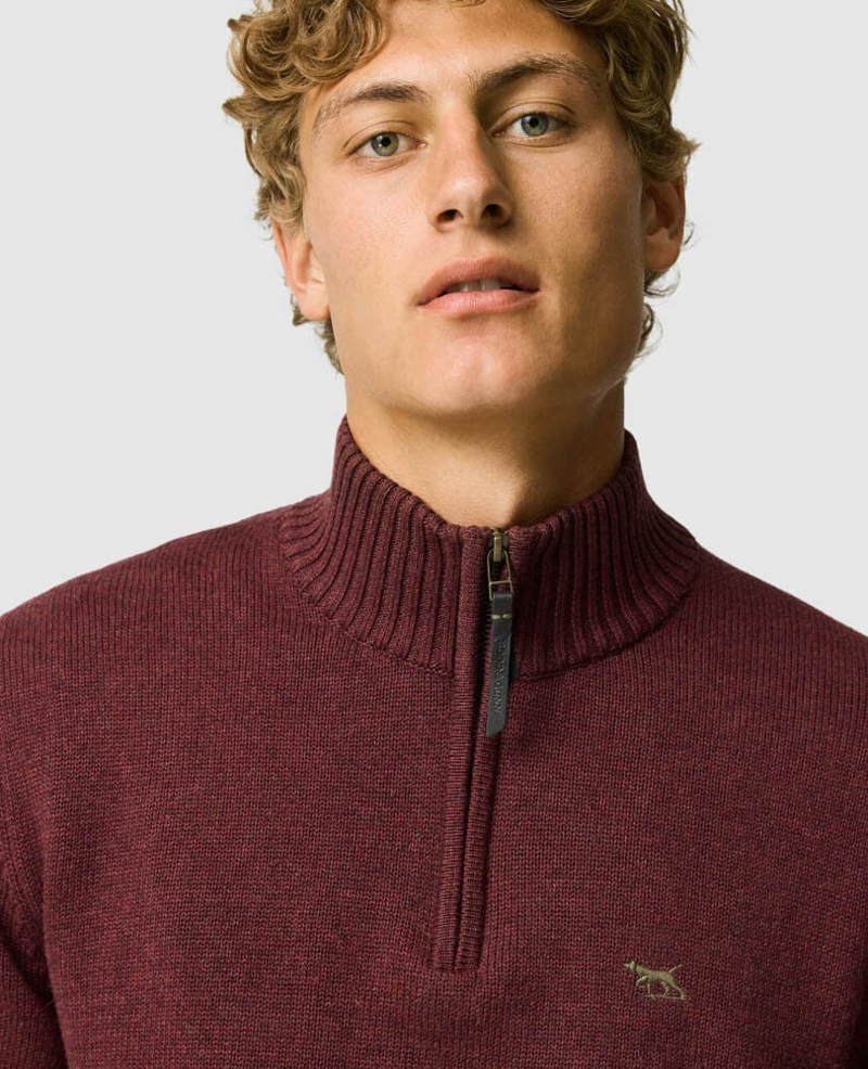 Rodd and Gunn Merrick Bay 1/4 Zip Knit in Flame-5
