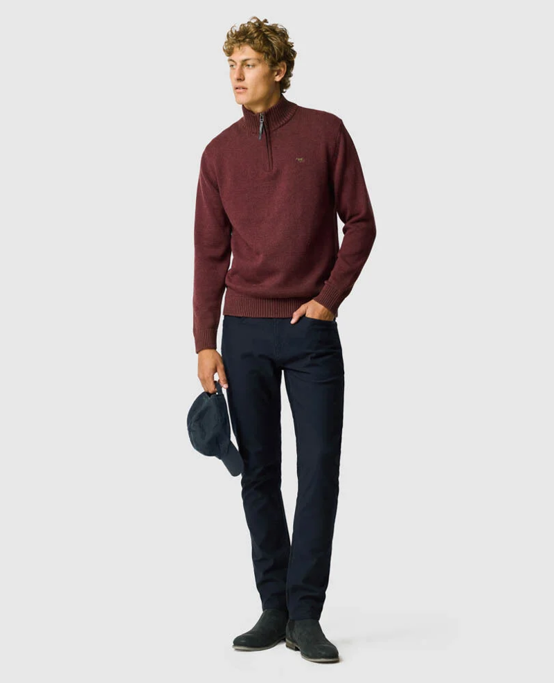 Rodd and Gunn Merrick Bay 1/4 Zip Knit in Flame-2