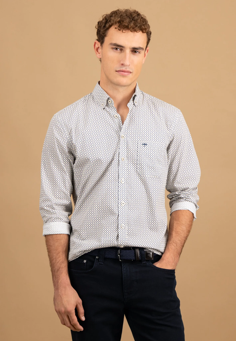 Fynch-Hatton Tree Print Button Down Shirt in Amber-2