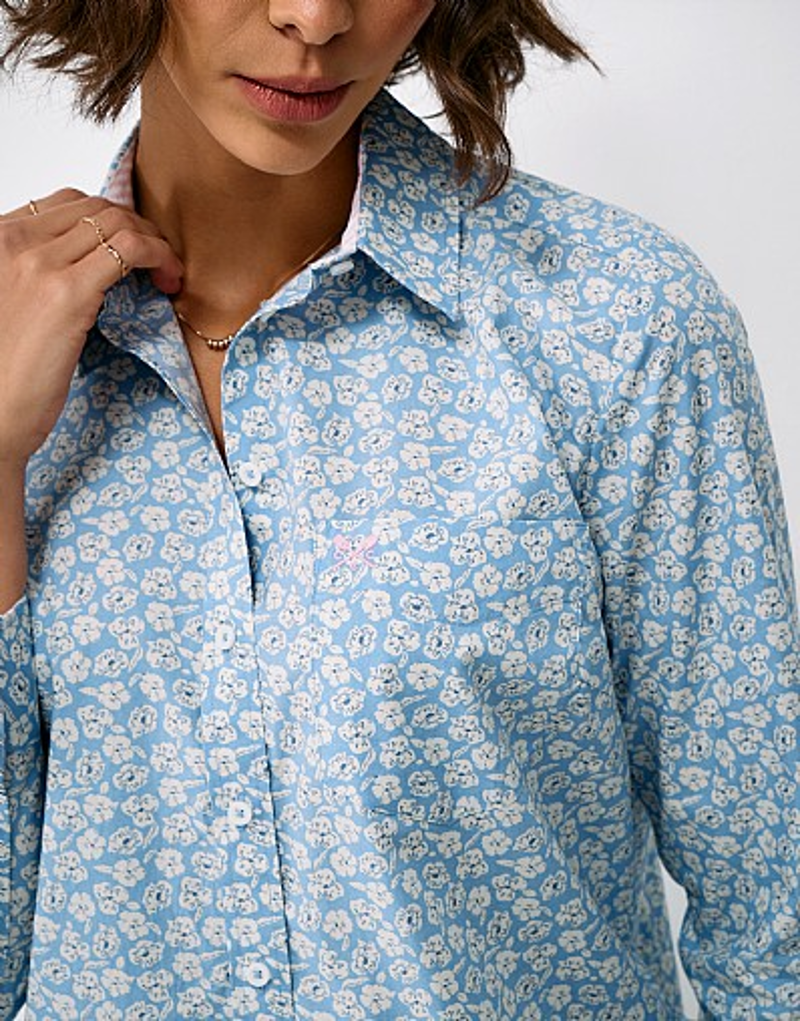 Crew Clothing Relaxed Fit Cotton Poplin Shirt Floating Anemones Allure-2