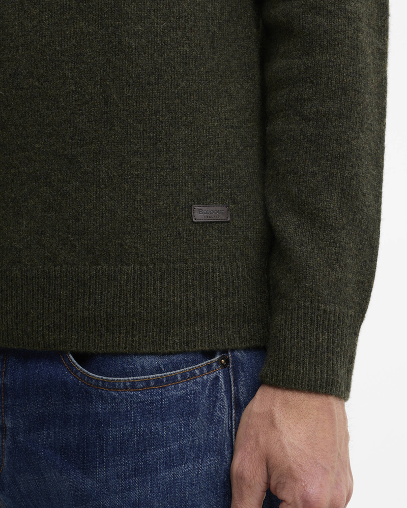 Barbour Essential Patch Half Zip Knitted Jumper in Seaweed-5
