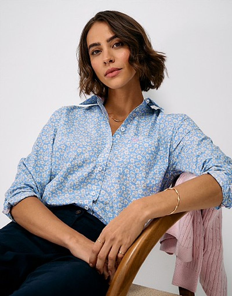 Crew Clothing Relaxed Fit Cotton Poplin Shirt Floating Anemones Allure-1