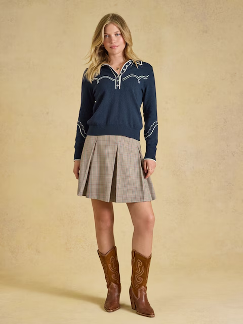 Joules Western Collar Jumper in Navy-7