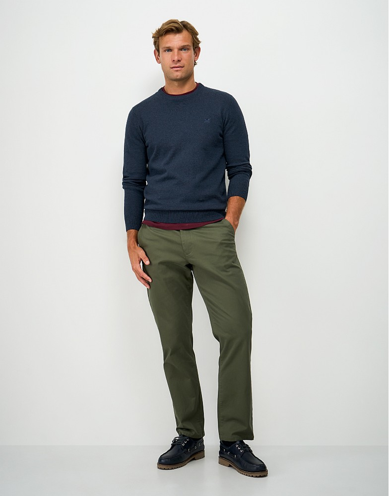 Crew Clothing Organic Cotton Crew Neck Jumper in Dress Blues-3
