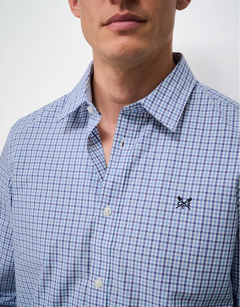 Crew Clothing Poplin Multi Check Classic Fit Shirt in Heritage White/Allure/Marlin-4