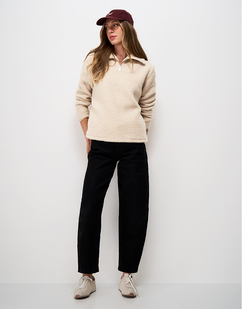 Crew Clothing Borg Ribbed Mix Fleece in Camel-1