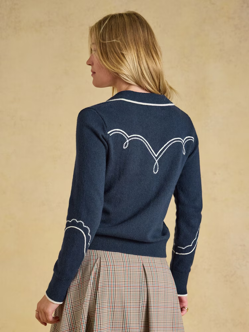 Joules Western Collar Jumper in Navy-2