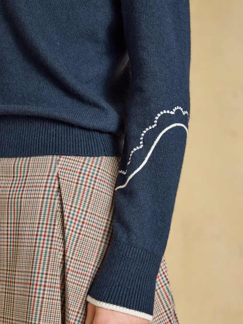 Joules Western Collar Jumper in Navy-4