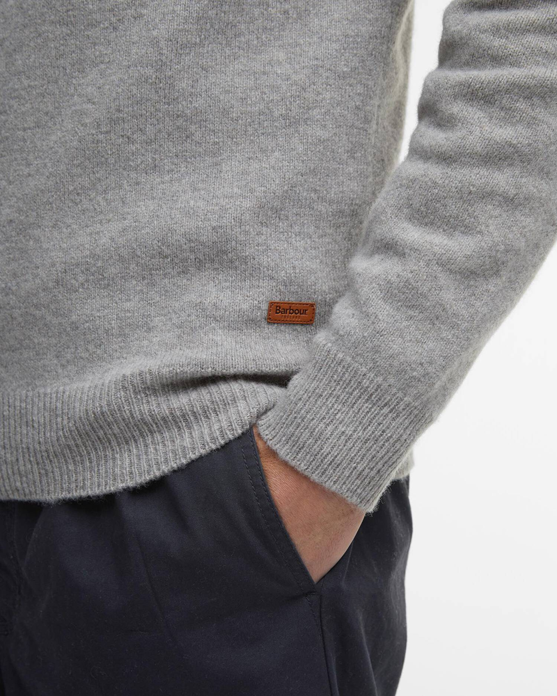 Barbour Essential Patch Half Zip Knitted Jumper in Stone-7