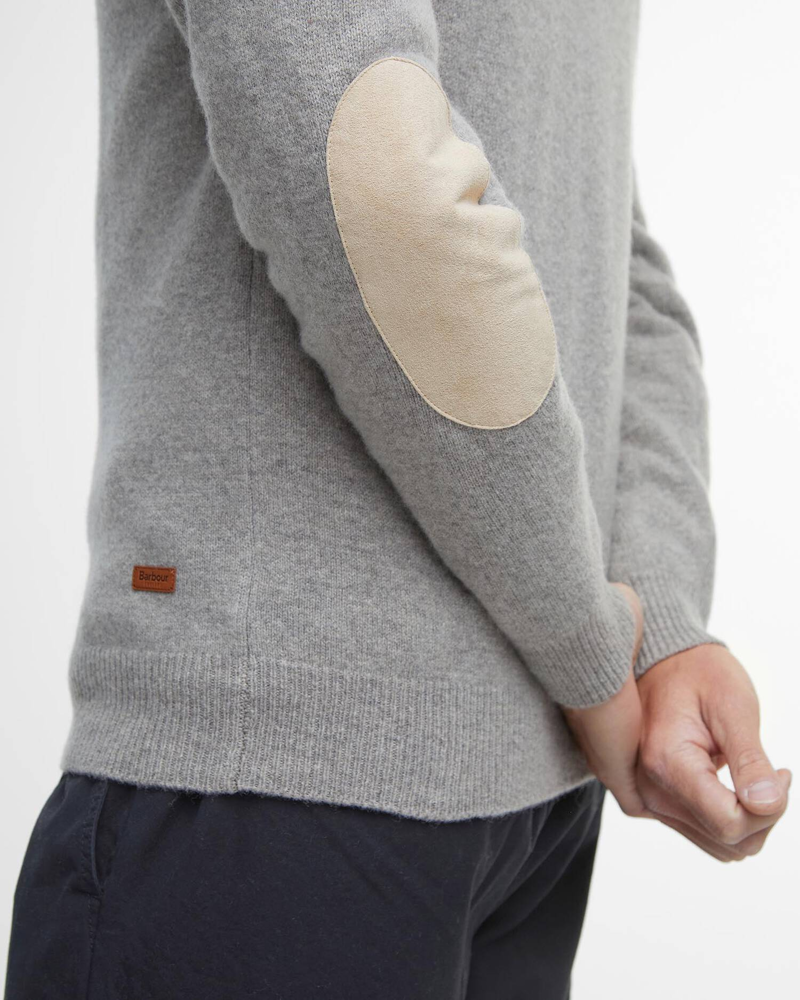 Barbour Essential Patch Half Zip Knitted Jumper in Stone-6