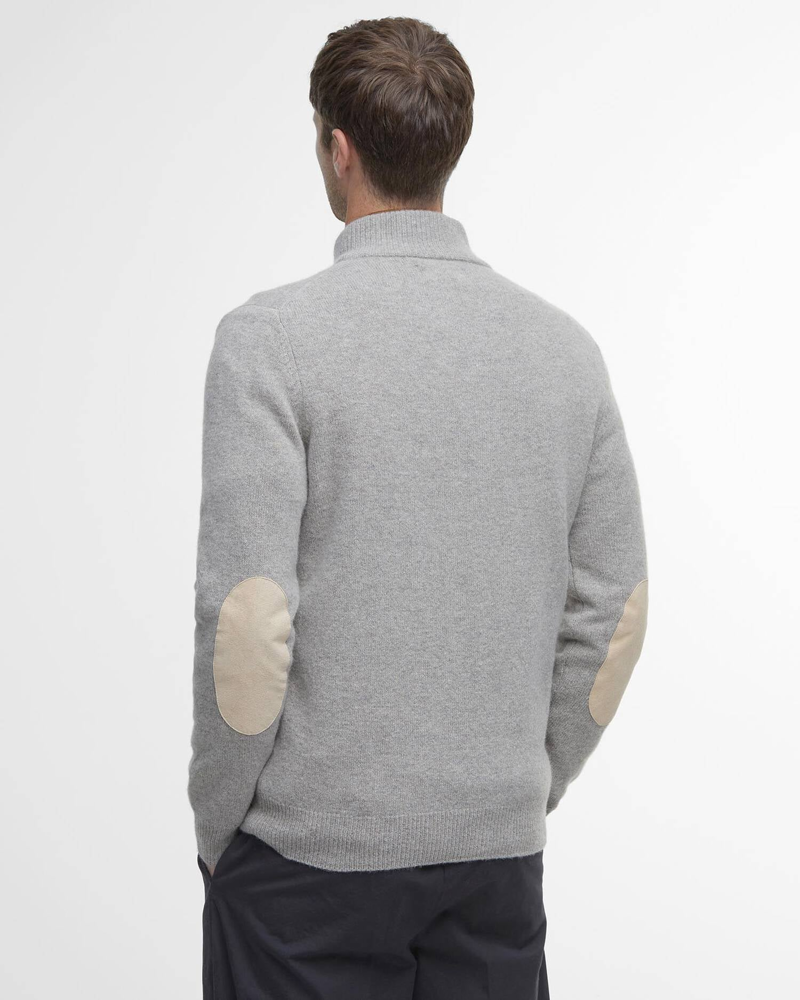 Barbour Essential Patch Half Zip Knitted Jumper in Stone-3