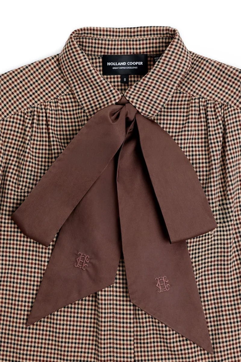 Holland Cooper Burford Blouse in Coffee Gingham-5