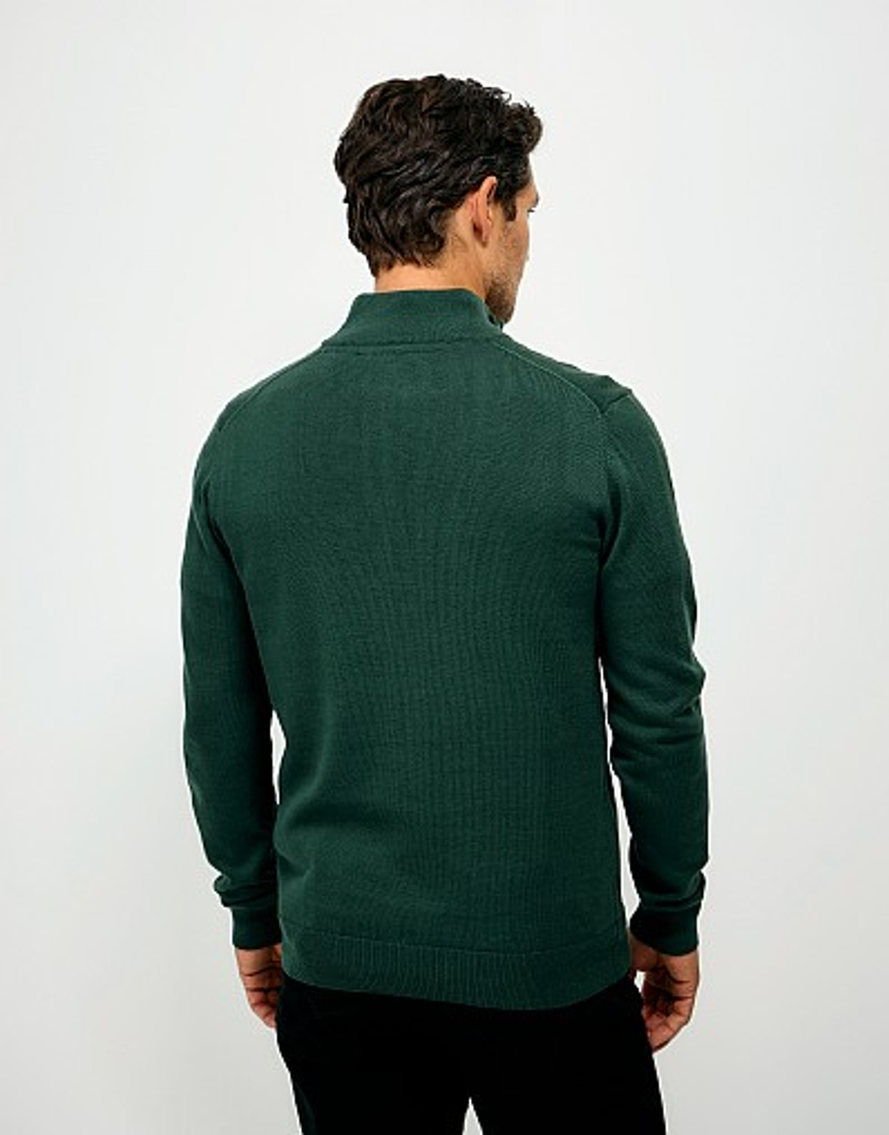 Crew Clothing Organic Cotton Half Zip Jumper in Bottle Green-4