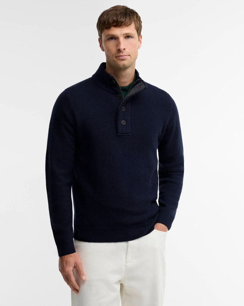 Barbour Essential Patch Half Zip Knitted Jumper in Navy-1
