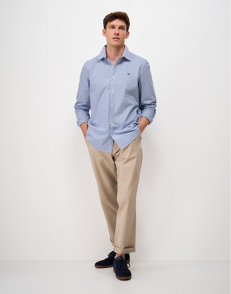 Crew Clothing Poplin Multi Check Classic Fit Shirt in Heritage White/Allure/Marlin-3