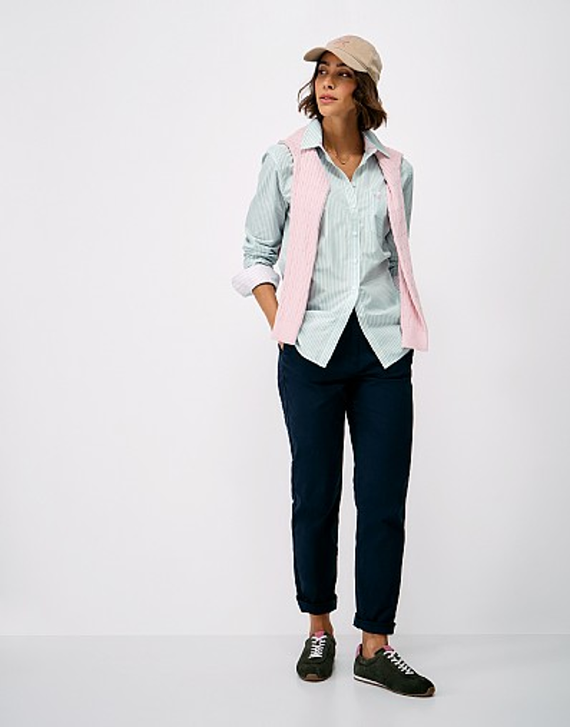 Crew Clothing Relaxed Fit Cotton Poplin Shirt in Falmouth Stripe Grey Mist-4