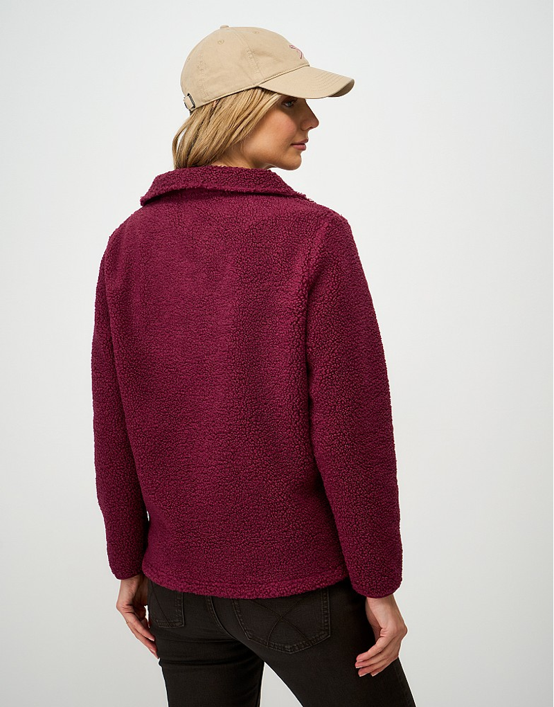 Crew Clothing Borg Ribbed Mix Fleece in Red-3