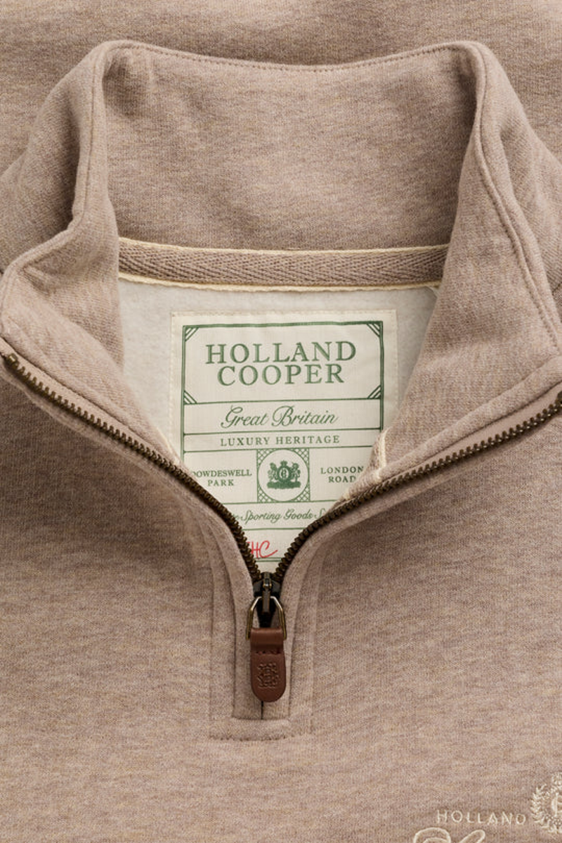Holland Cooper Sports Club Quarter Zip Sweat in Latte Marl-4