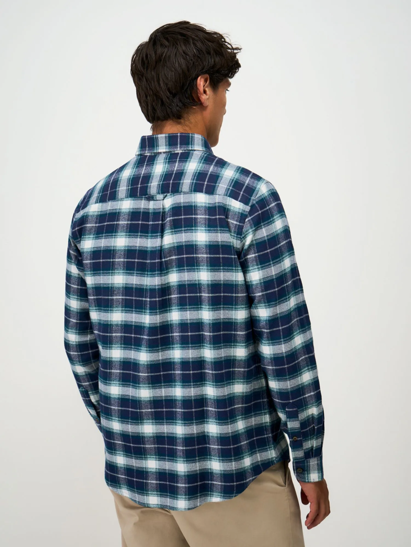 Crew Clothing Flannel Check Classic Fit Shirt Deep Teal/Peacoat/Pristine-3