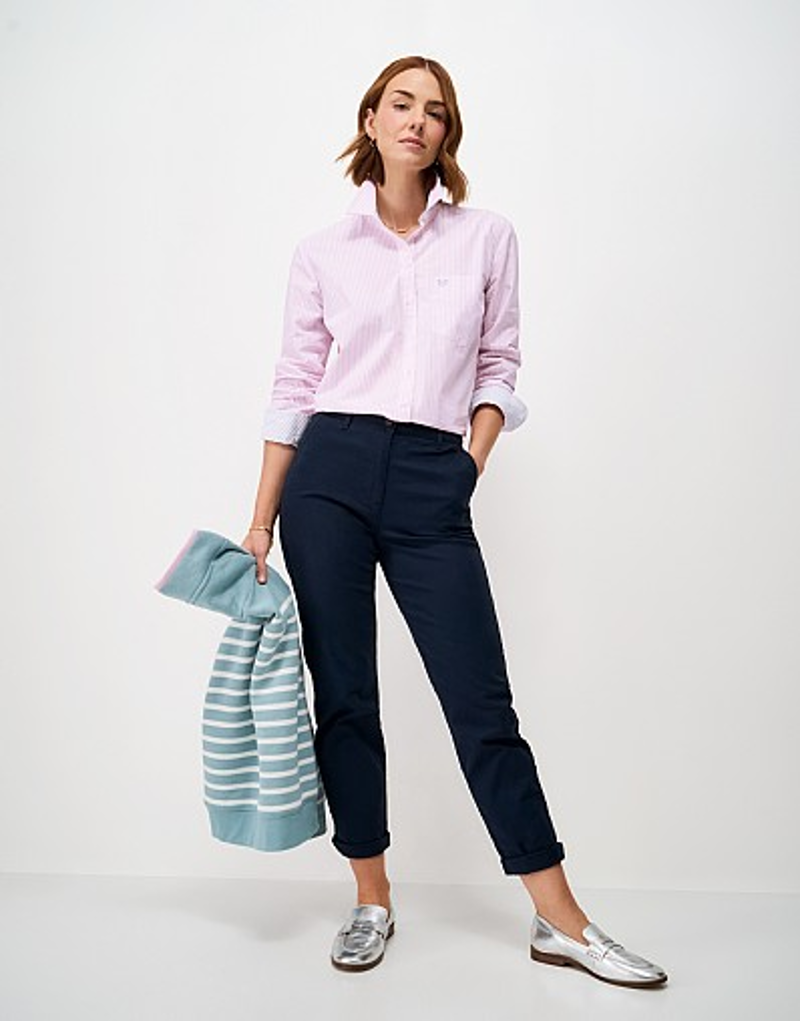 Crew Clothing Relaxed Fit Cotton Poplin Shirt in Falmouth Stripe Pink-3